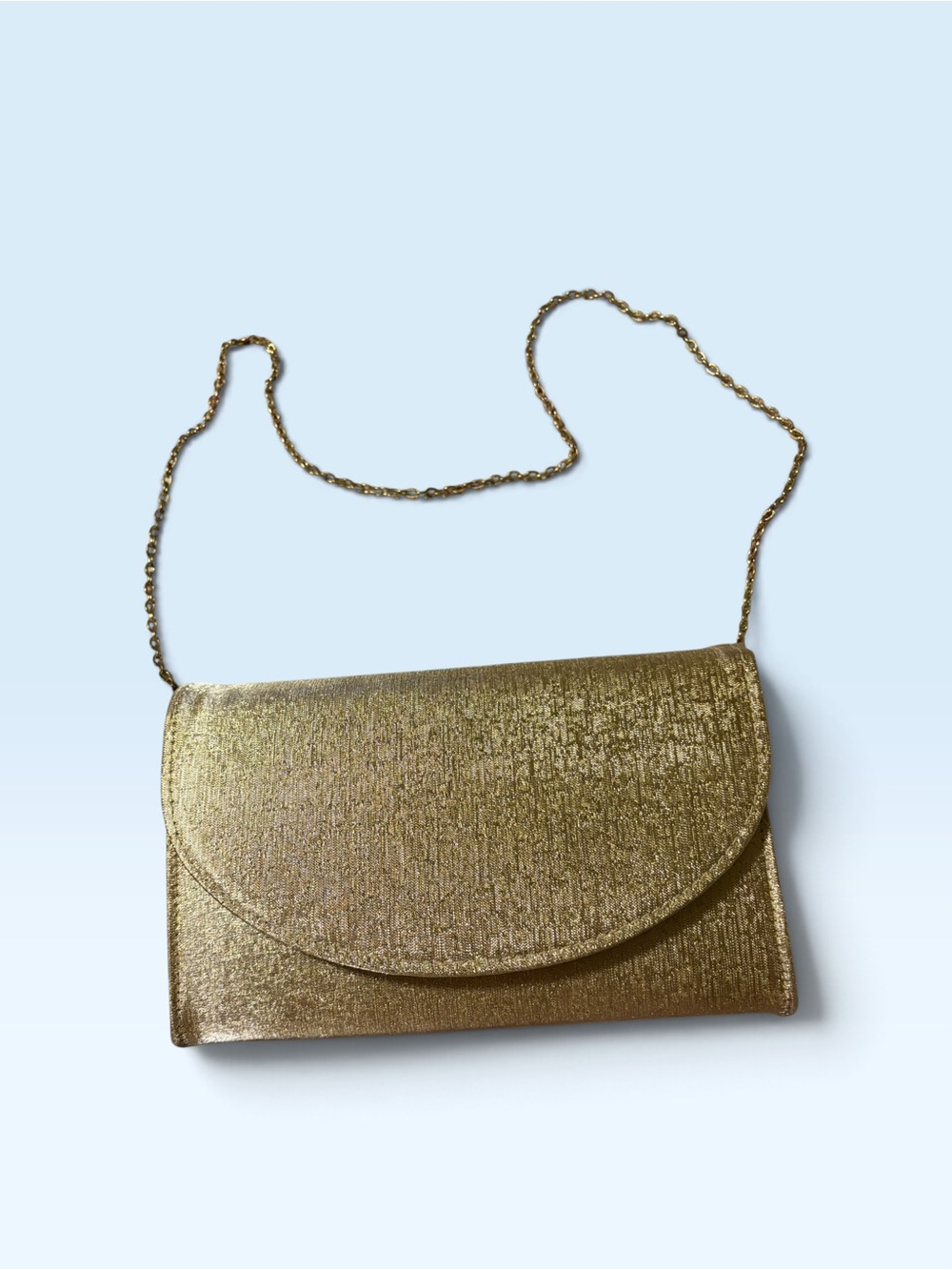Metallic Gold Chain Shoulder Bag - Elegant Evening Clutch